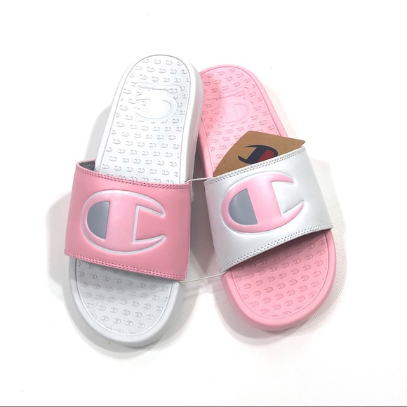 pink women's champion slides